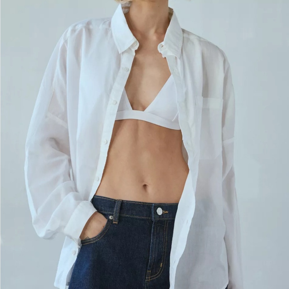 Urban Outfitters White Boxy Long Sleeve Shirt